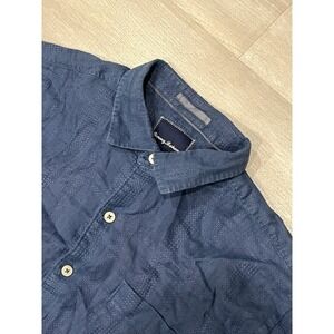 Men's Tommy Bahama Blue Linen Button Up Short Sleeve Shirt L